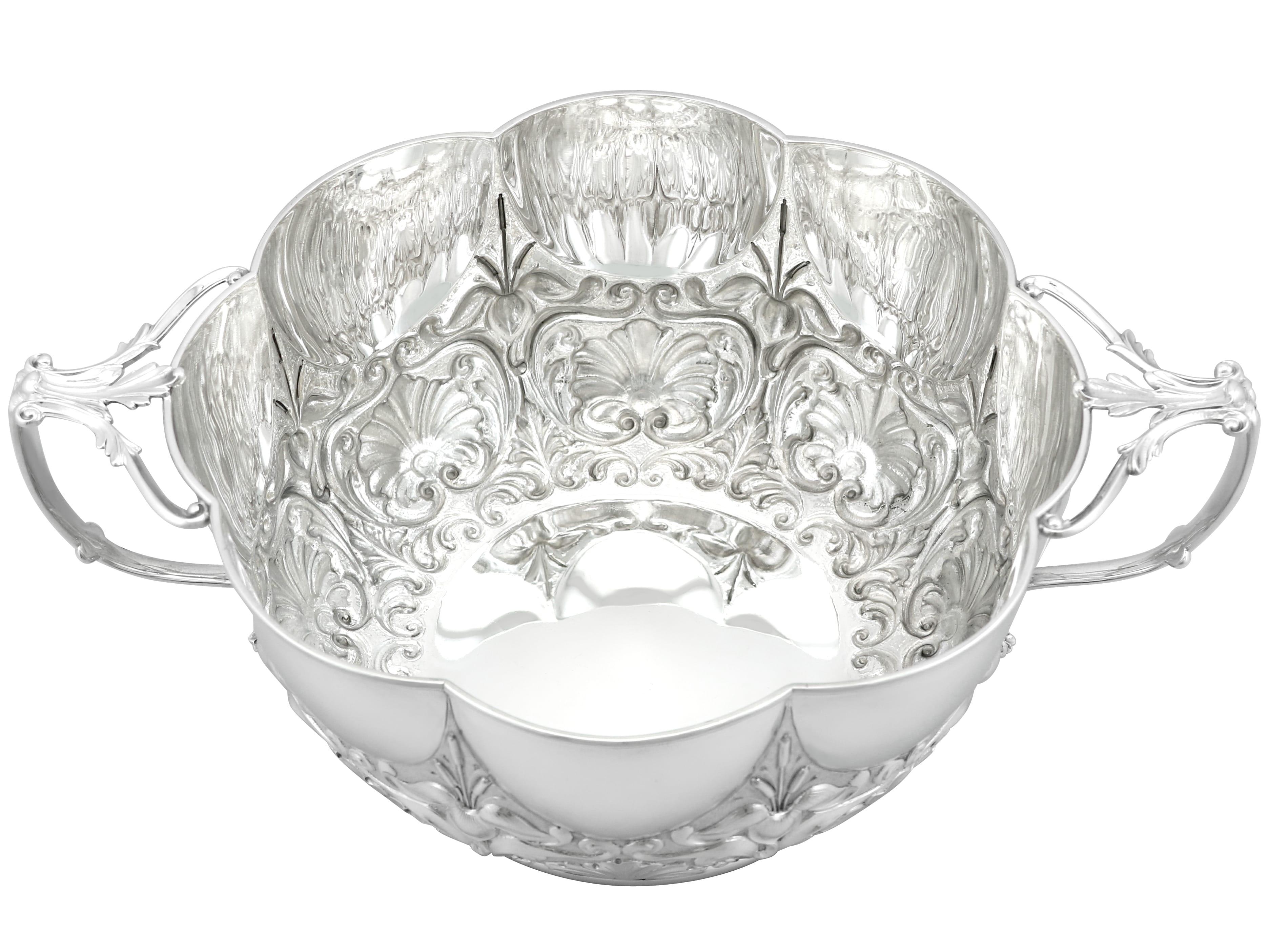 Edwardian English Sterling Silver Bowl Art Nouveau Style For Sale 5
