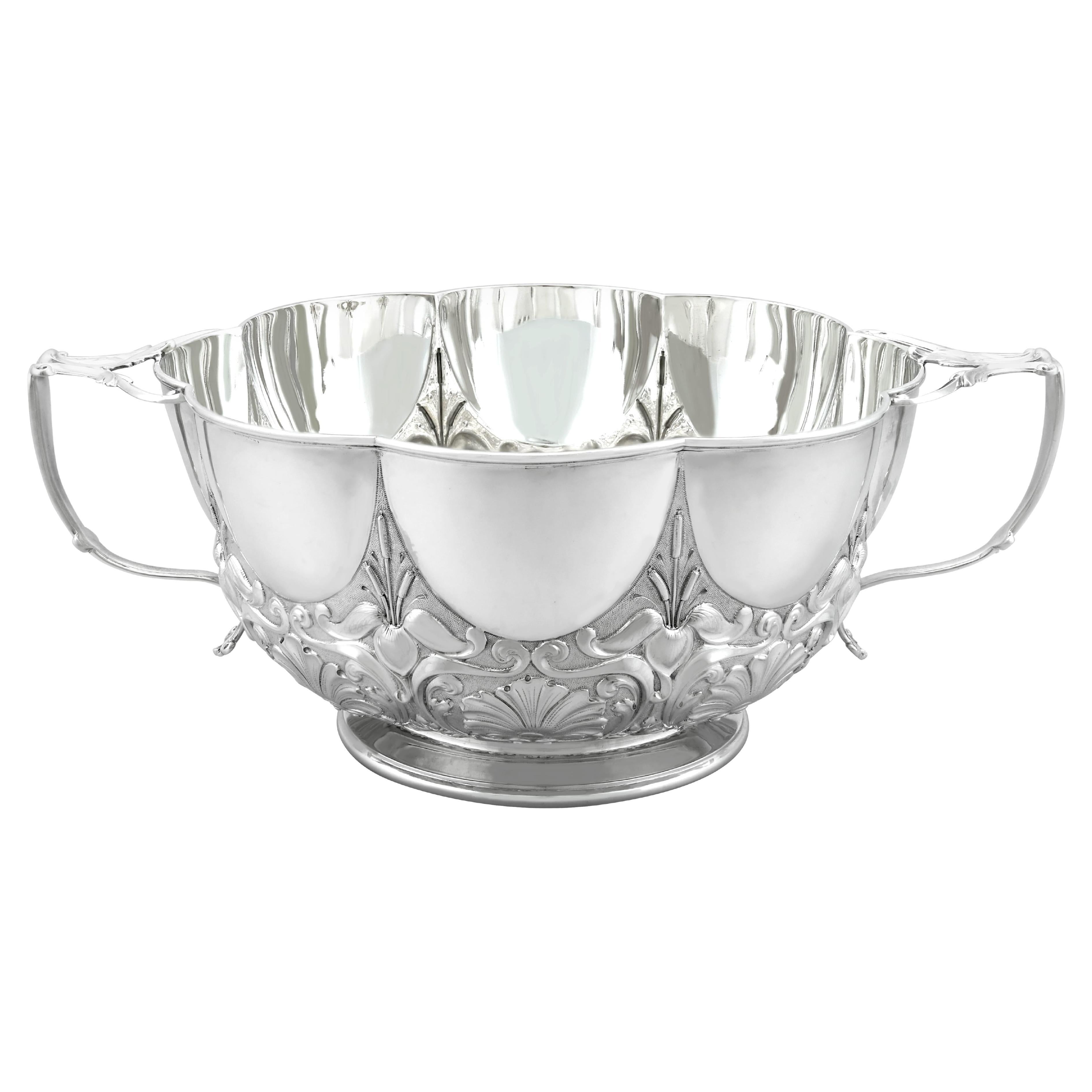 Edwardian English Sterling Silver Bowl Art Nouveau Style For Sale