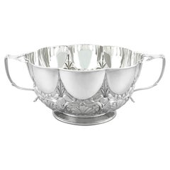 Antique Edwardian English Sterling Silver Bowl Art Nouveau Style