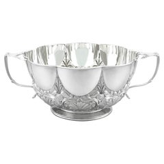 Cuenco inglés eduardiano de plata de ley Estilo Art Nouveau