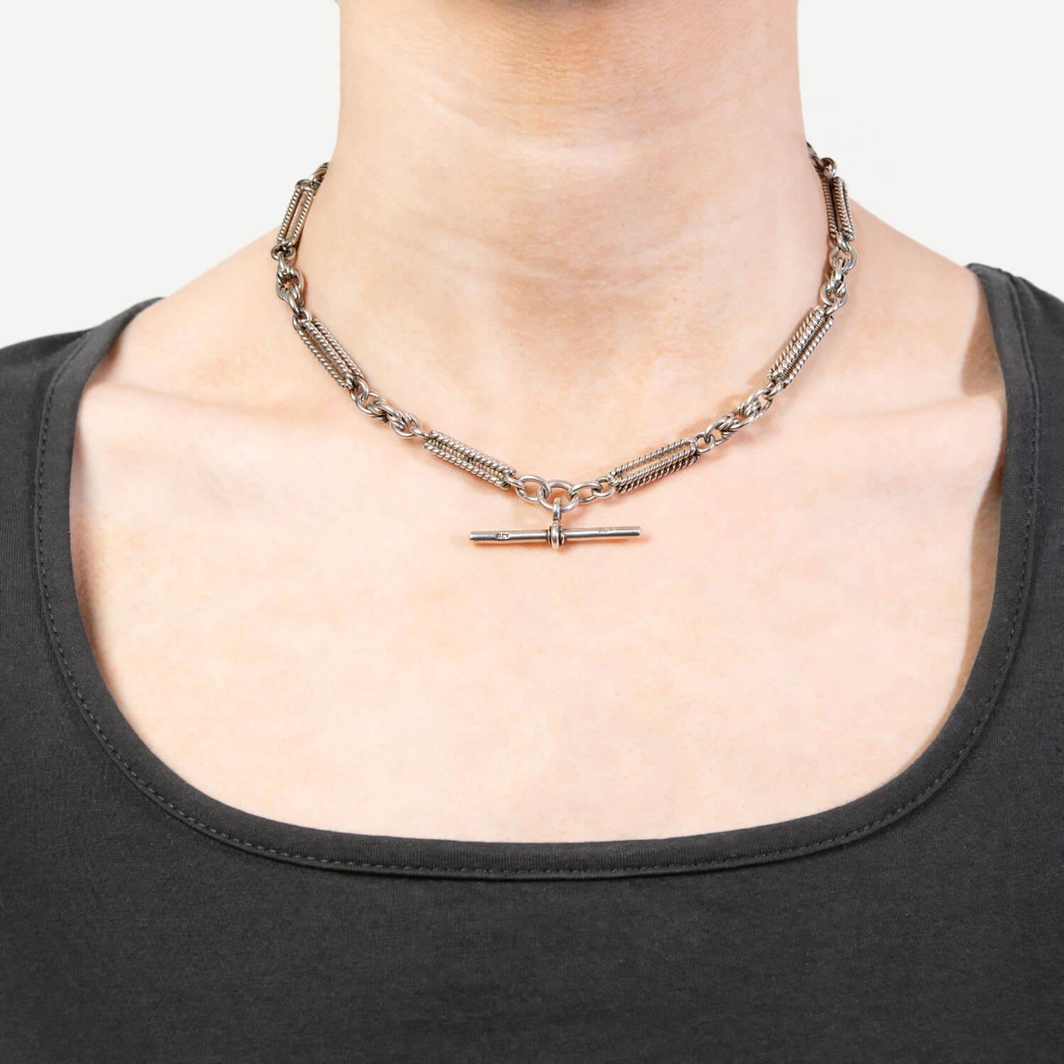 Collana Fob inglese edoardiana in argento sterling in vendita 1