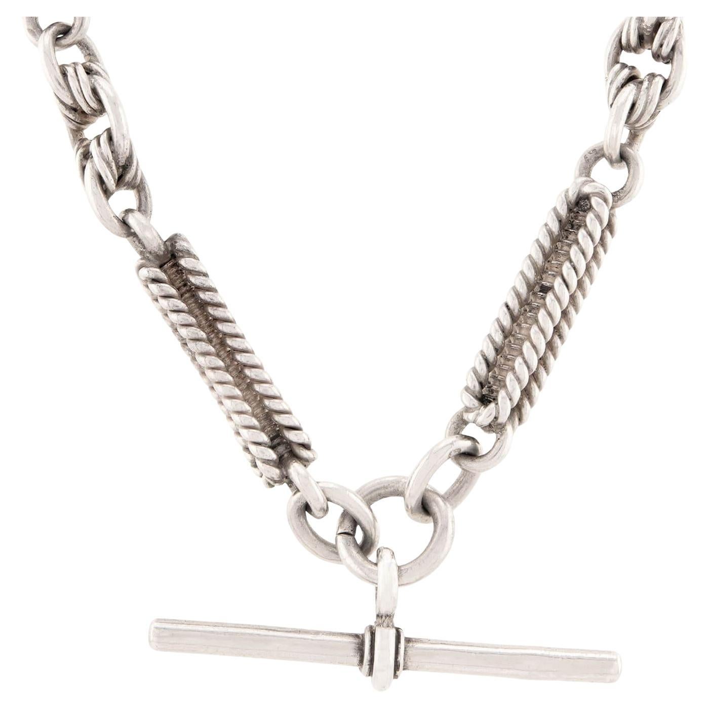 Edwardian English Sterling Silver Fob Necklace