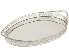 Edwardian English Sterling Silver Galleried Drinks Tray 1901