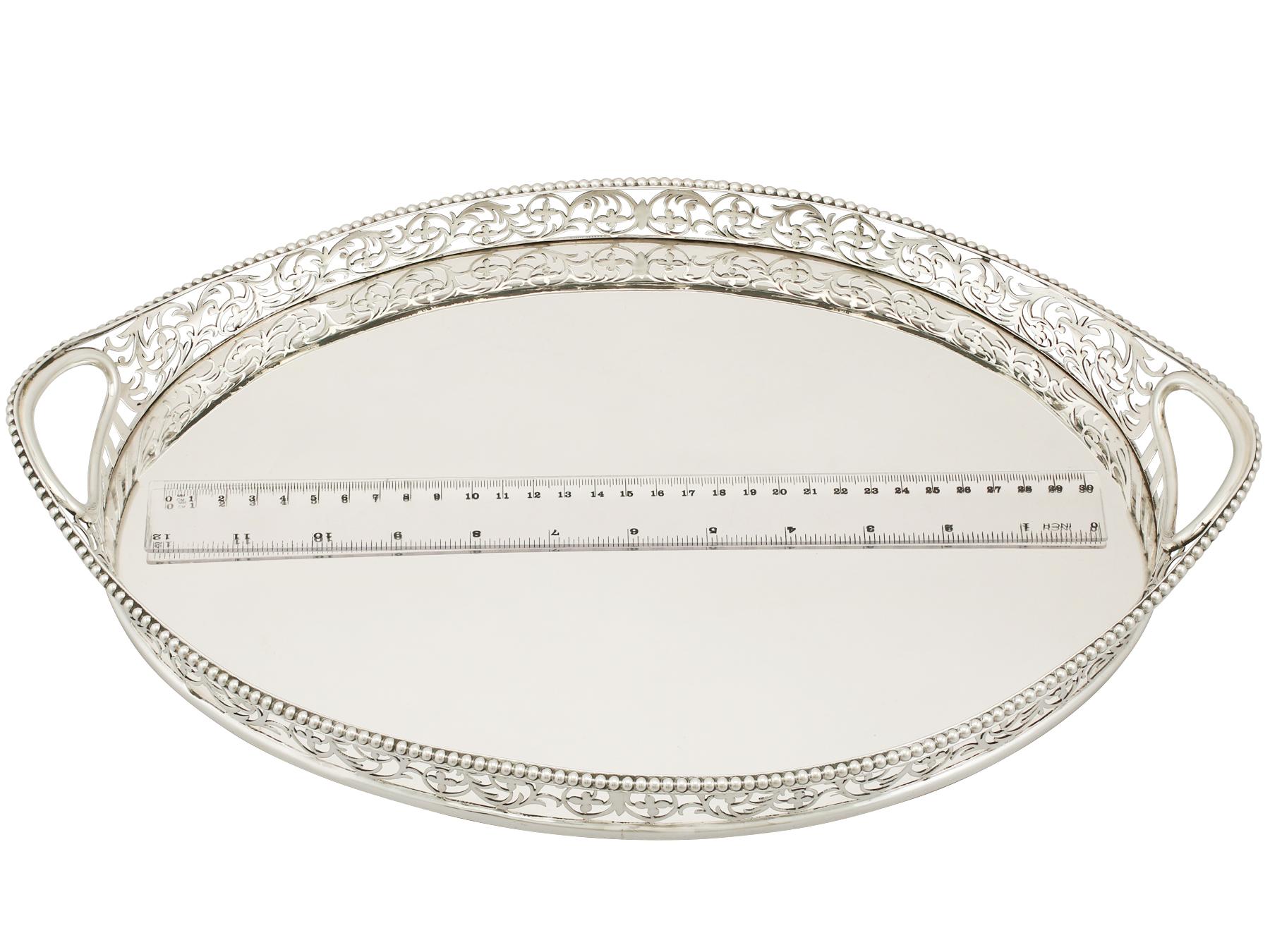 Edwardian English Sterling Silver Galleried Drinks Tray 1901 4