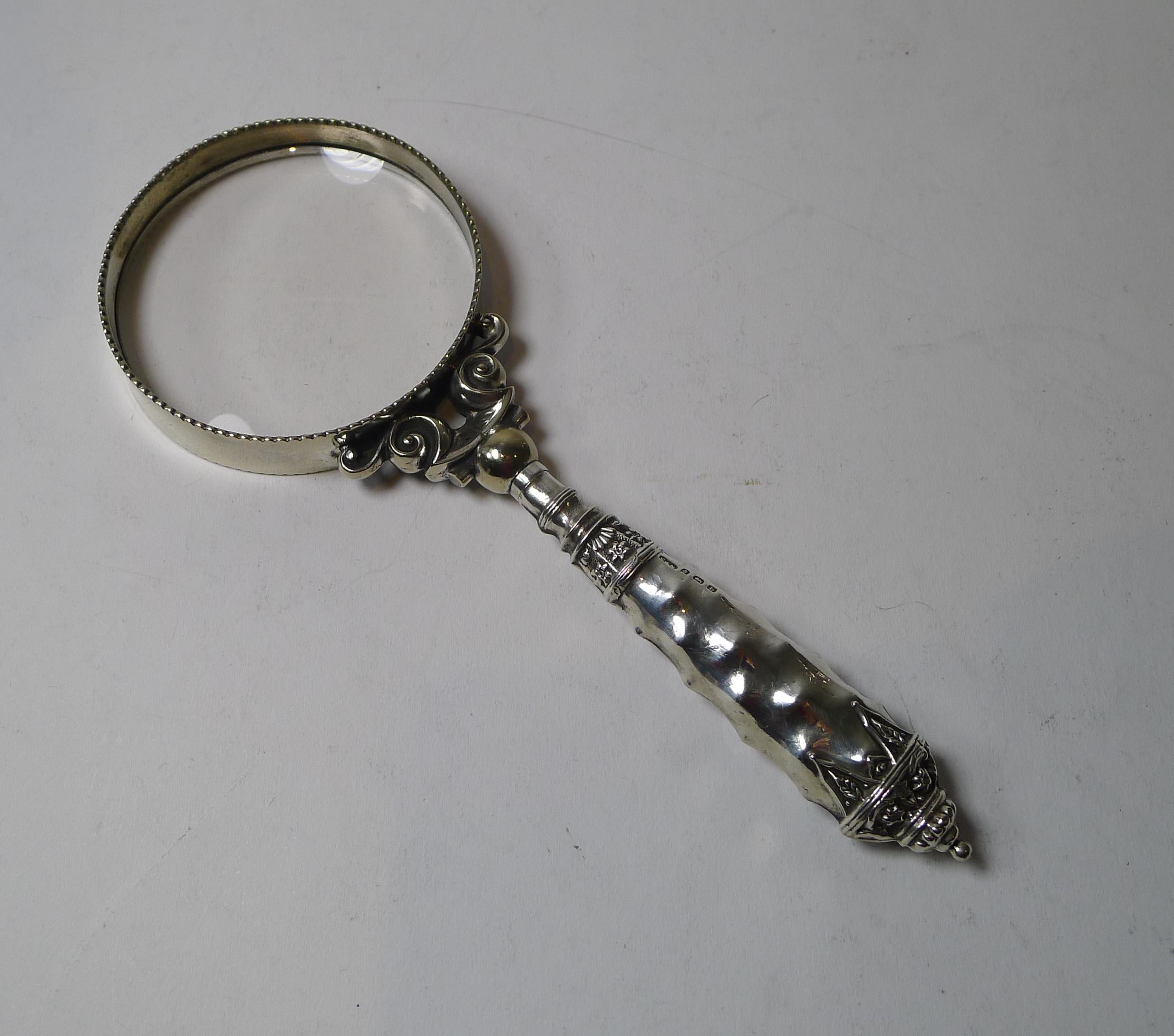 Edwardian English Sterling Silver Magnifying Glass, 1907 2