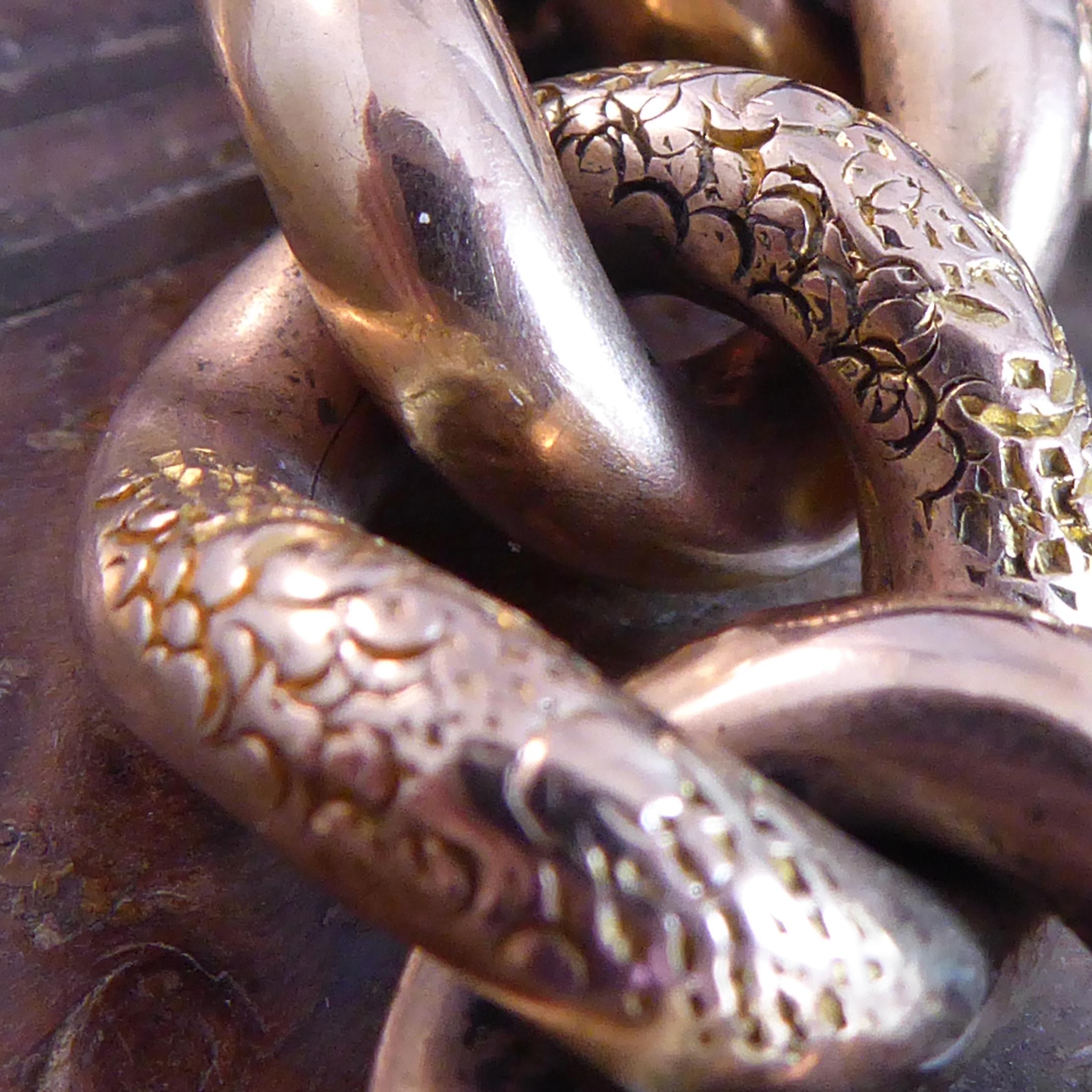 Edwardian Engraved Curb Bracelet, Heavy Gauge Rose Gold Links, Padlock Fastener 1