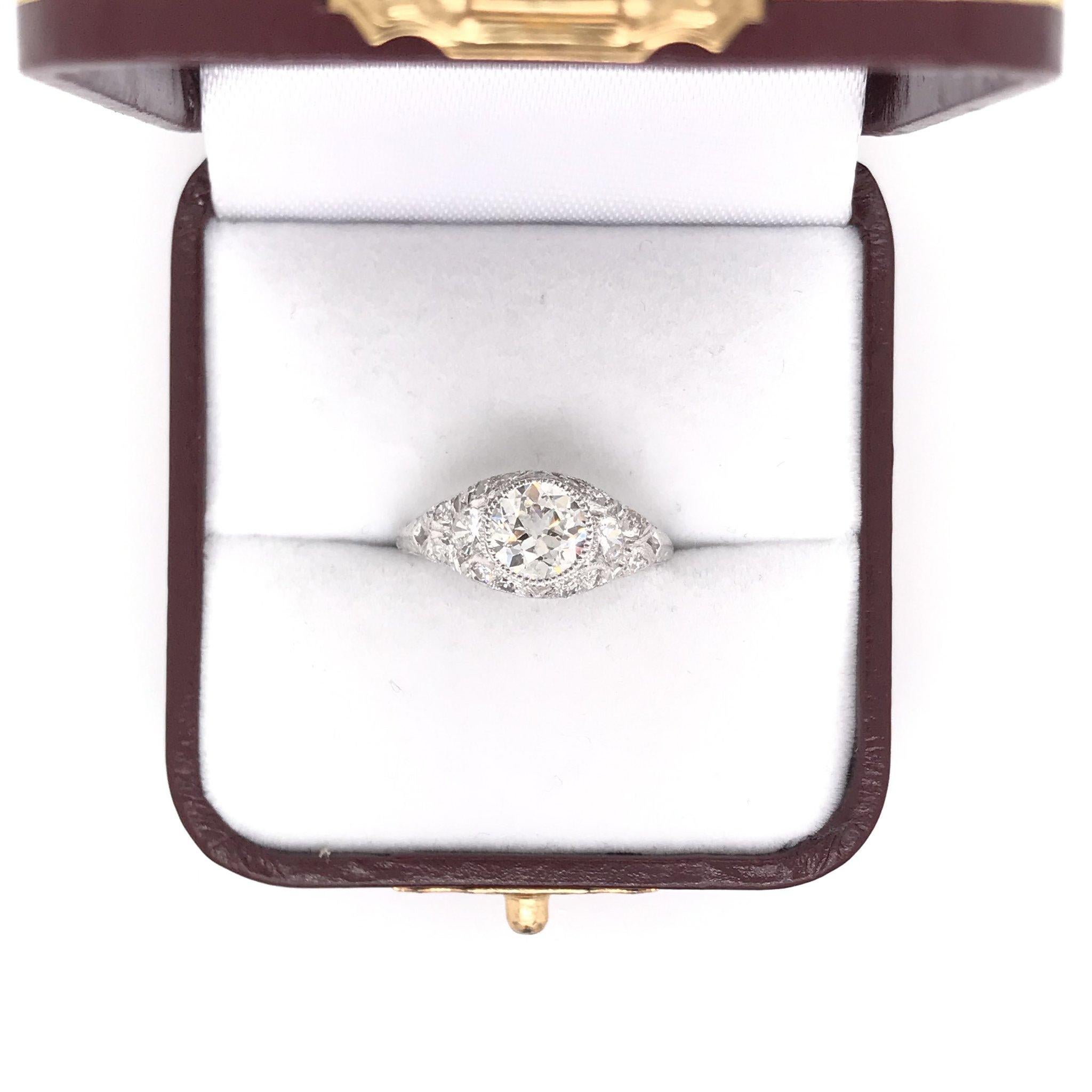 Edwardian Era 1.00 Carat Platinum Diamond Engagement Ring 4