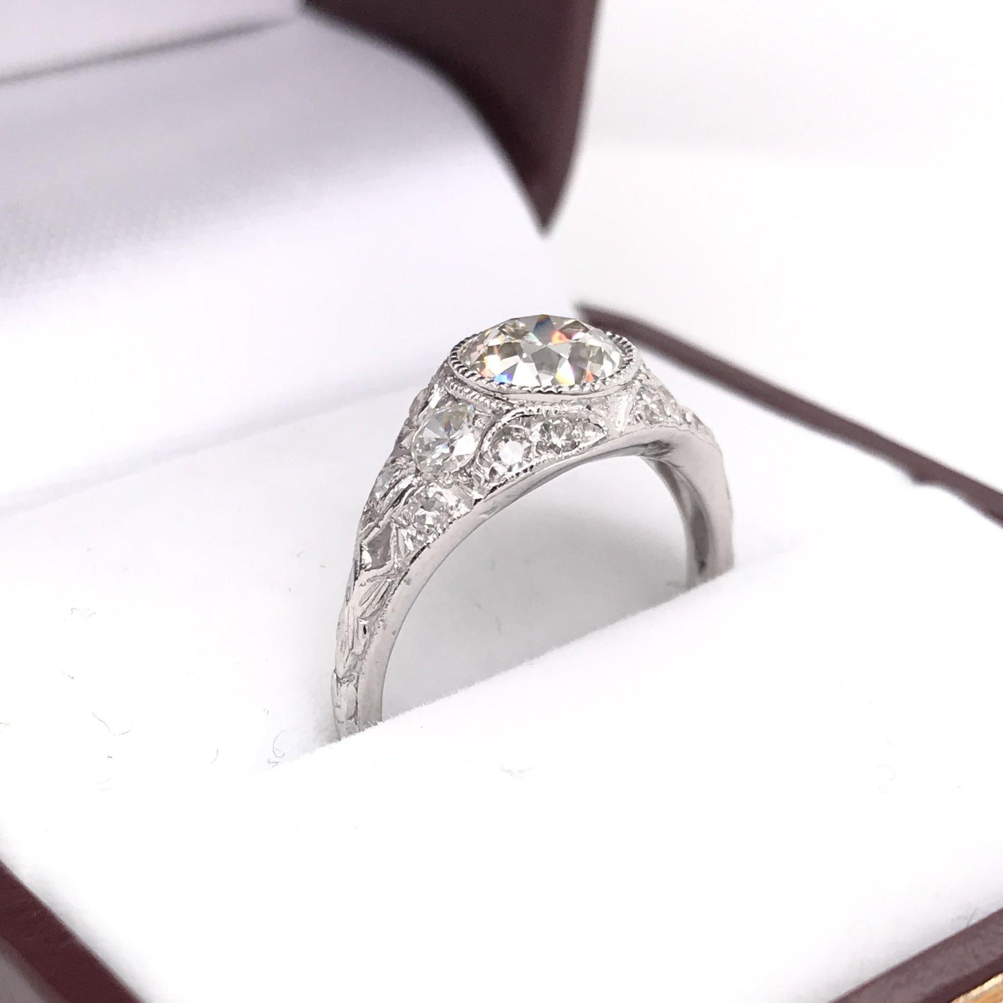 Edwardian Era 1.00 Carat Platinum Diamond Engagement Ring 5