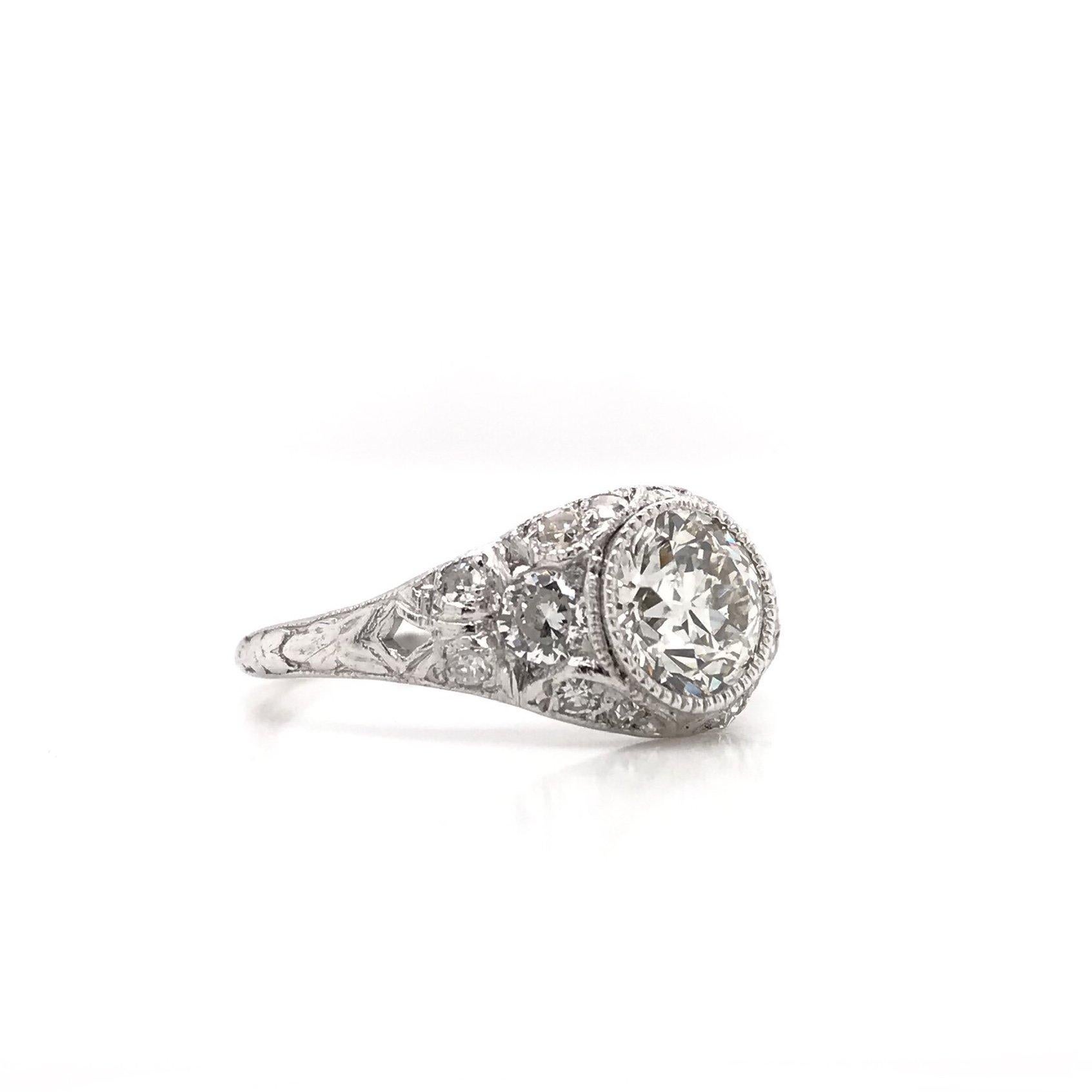 Old European Cut Edwardian Era 1.00 Carat Platinum Diamond Engagement Ring