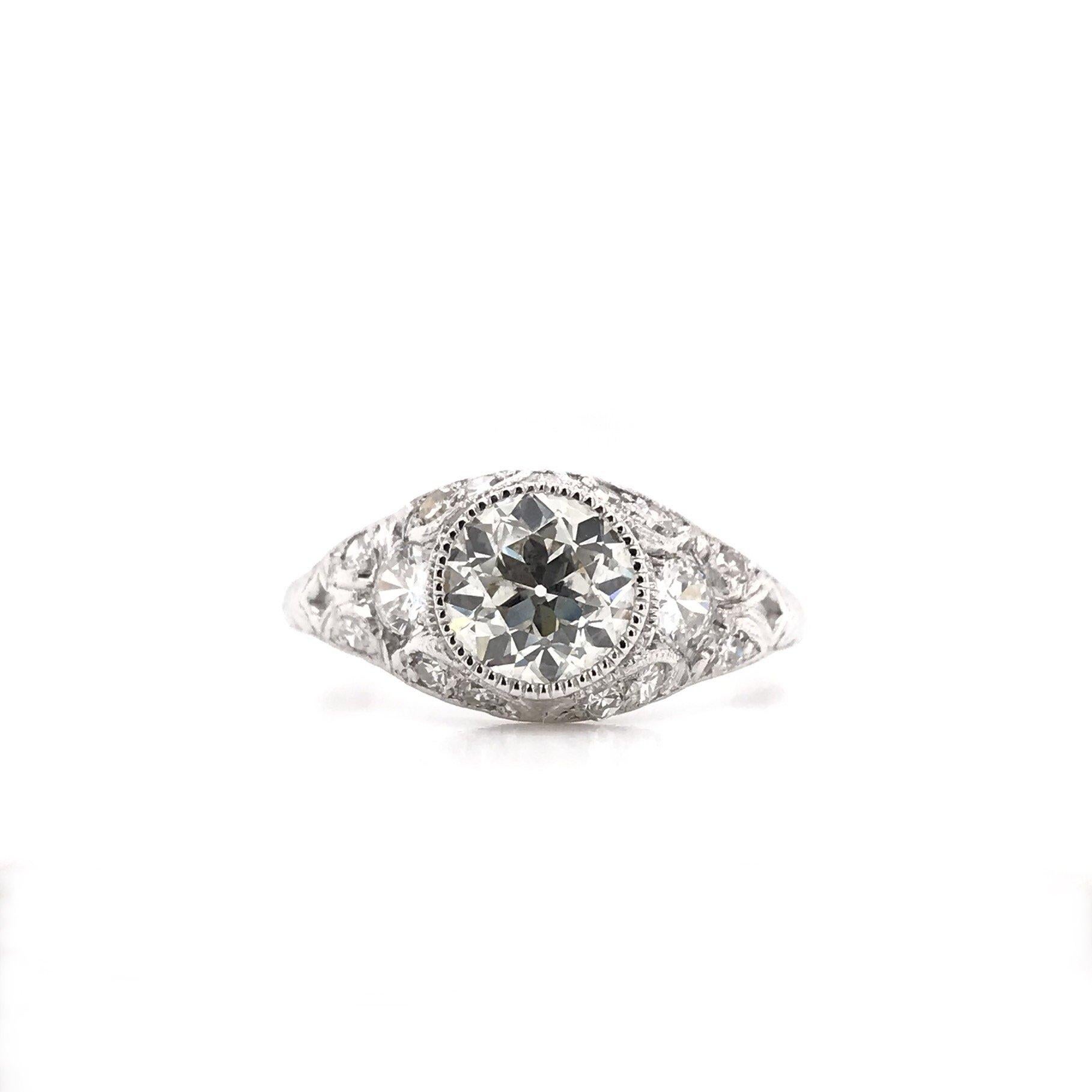 Women's Edwardian Era 1.00 Carat Platinum Diamond Engagement Ring