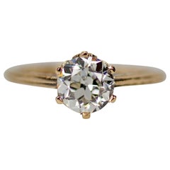 Edwardian Era 10k Rose Gold .90 Carat Old European Cut Diamond Solitaire Ring
