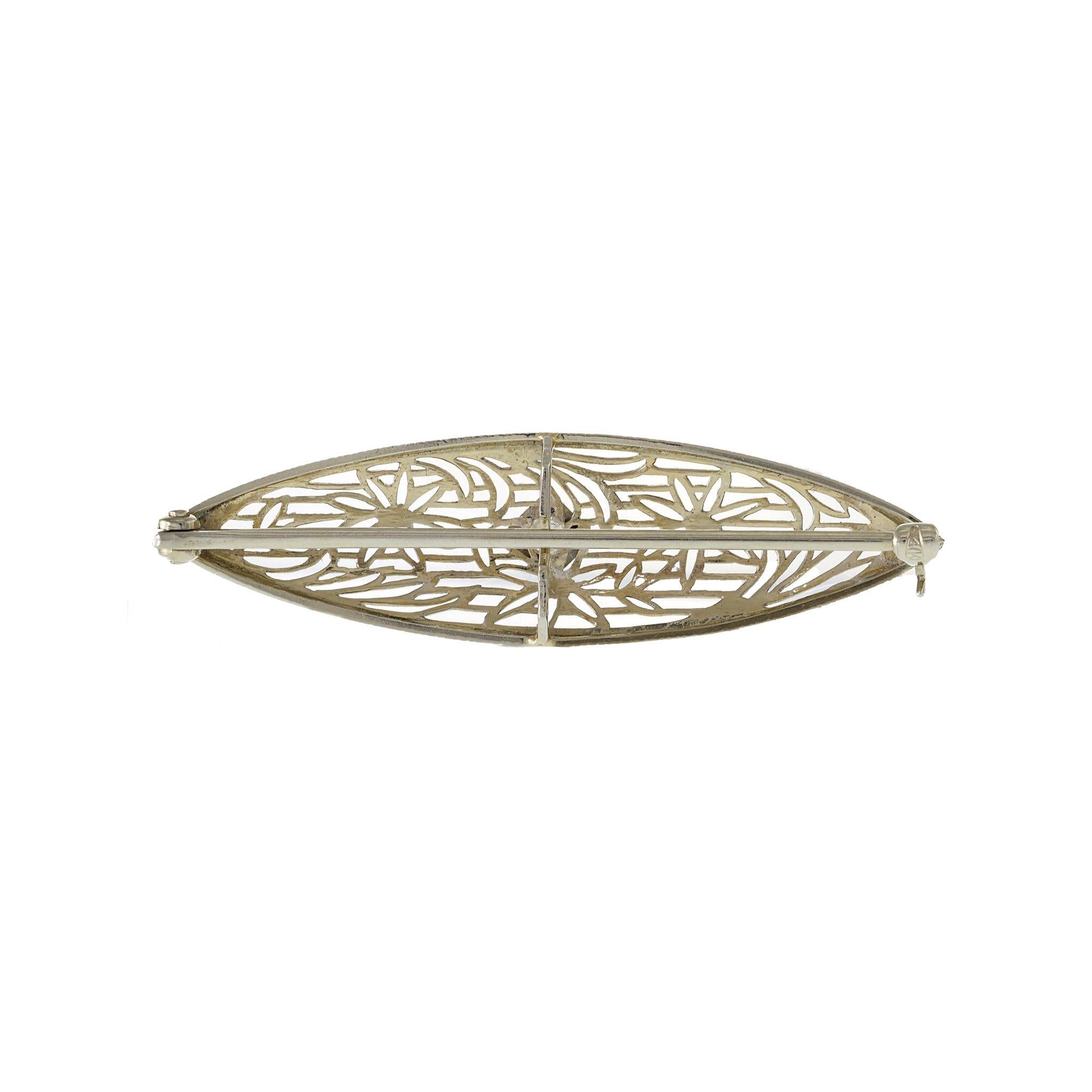 Women's or Men's Edwardian Era 14KT/ Platinum Diamond Brooch For Sale