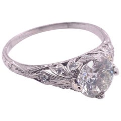 Edwardian Era 1.5 Carat Diamond Solitaire Filigree Engagement Ring