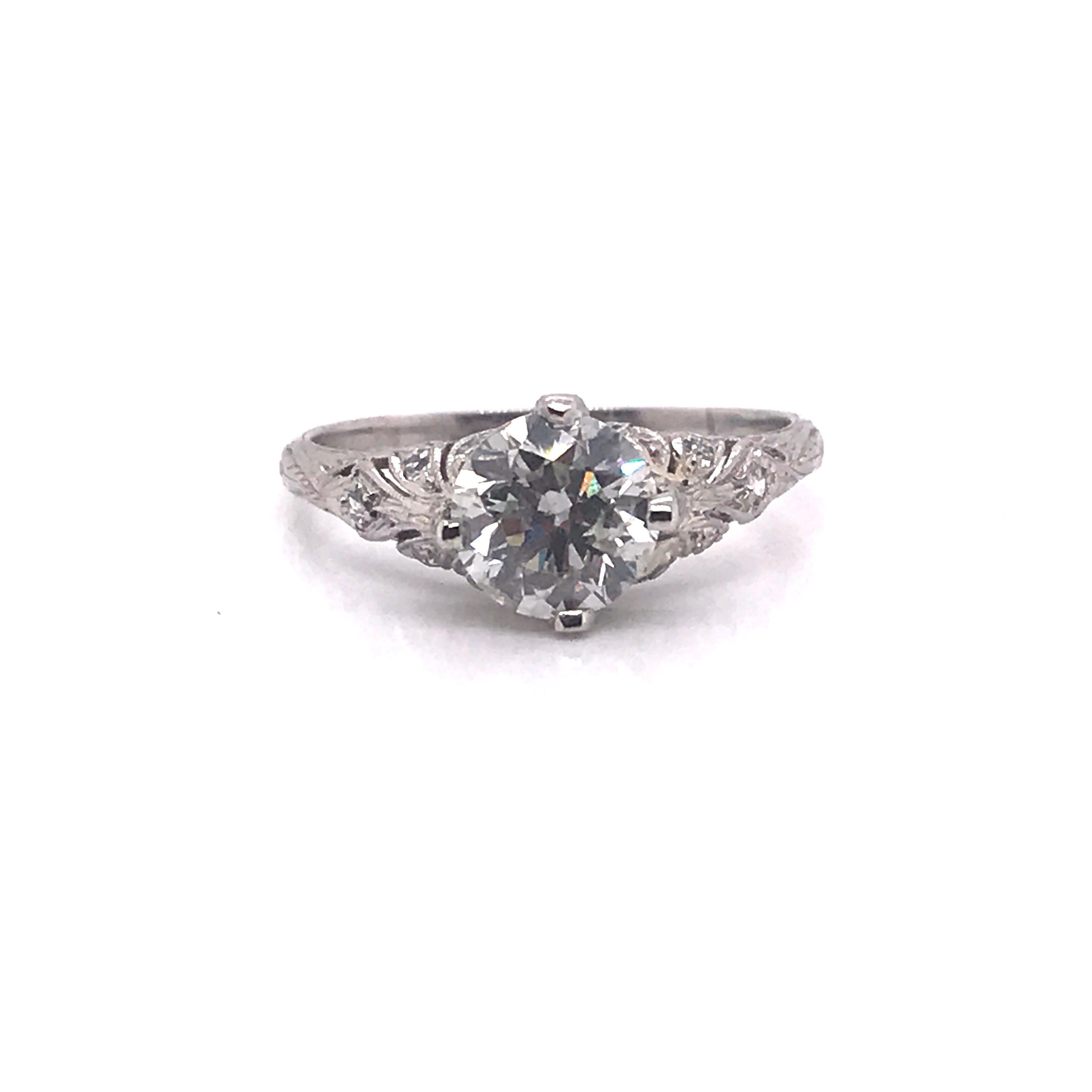 Edwardian Era 1::5 Karat Diamant Solitär Filigran Verlobungsring (Alteuropäischer Schliff)