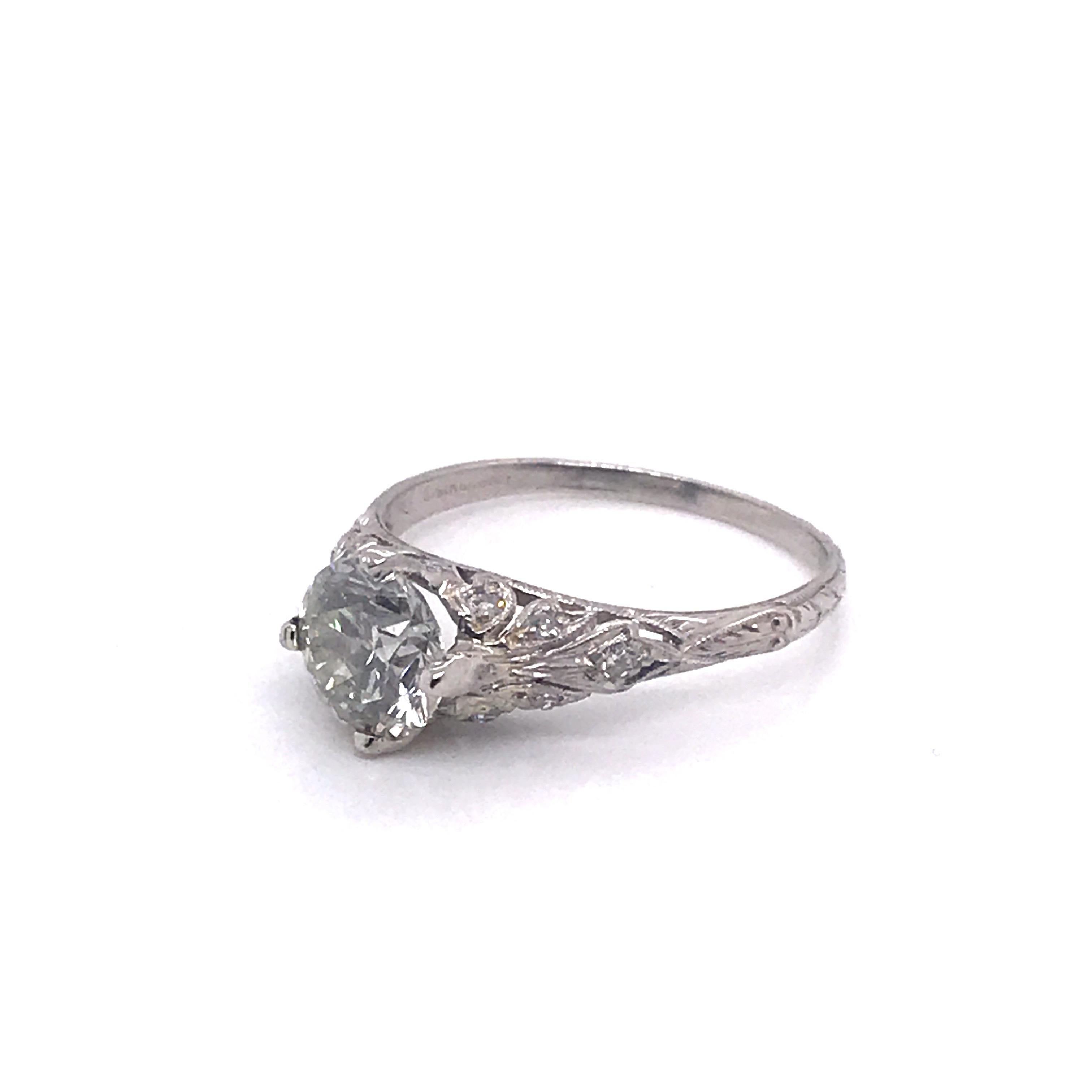 Edwardian Era 1::5 Karat Diamant Solitär Filigran Verlobungsring im Zustand „Gut“ in Montgomery, AL