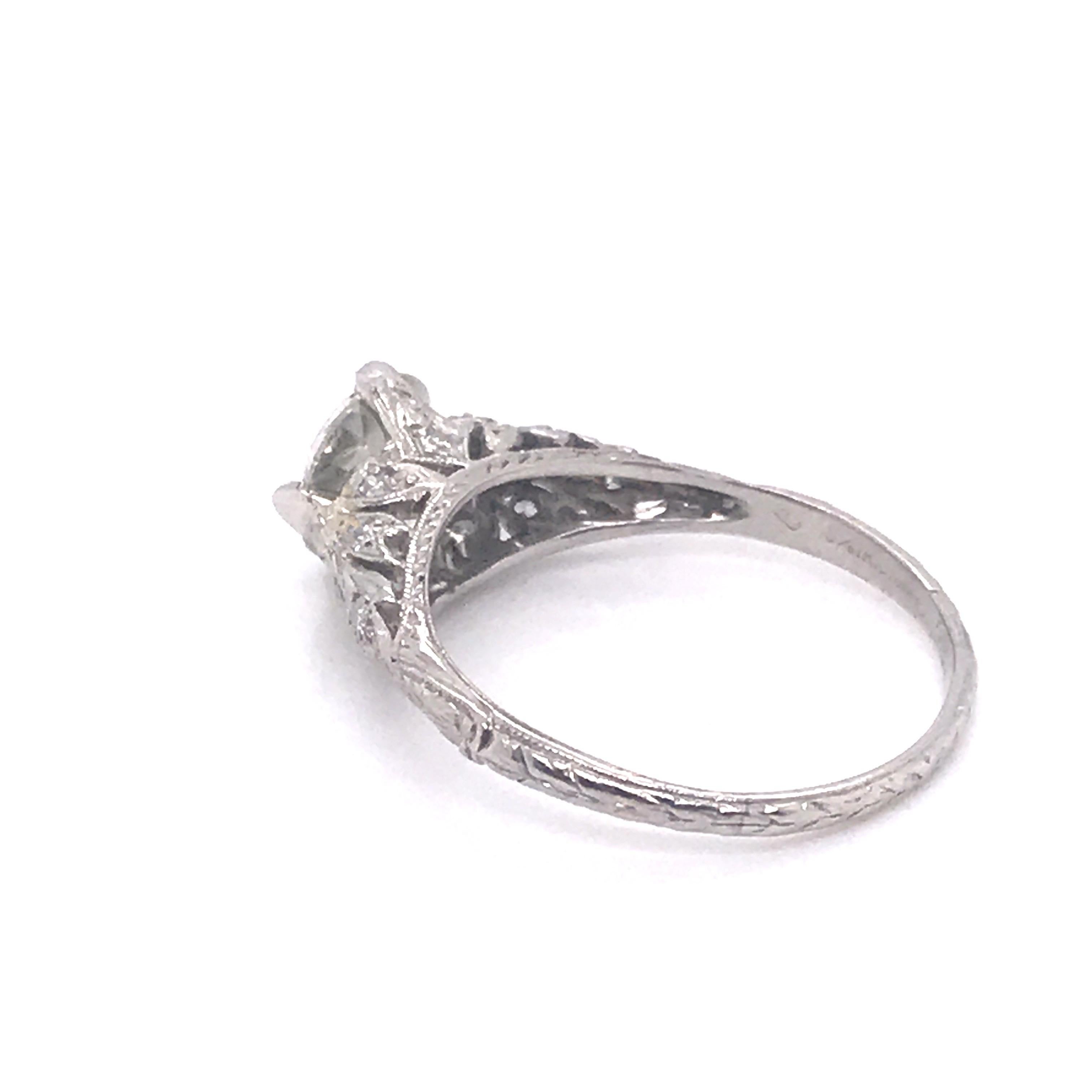 Edwardian Era 1.5 Carat Diamond Solitaire Filigree Engagement Ring at ...