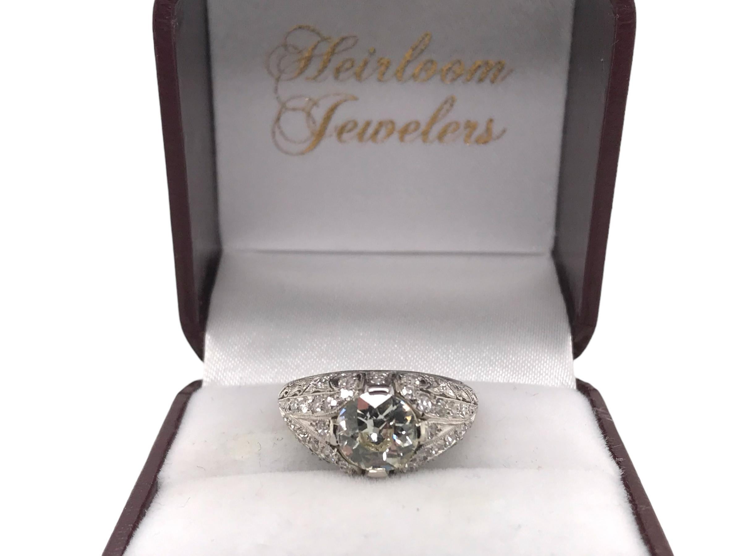Edwardian Era 1.82 Carat Old European Cut Diamond Platinum Engagement Ring 7