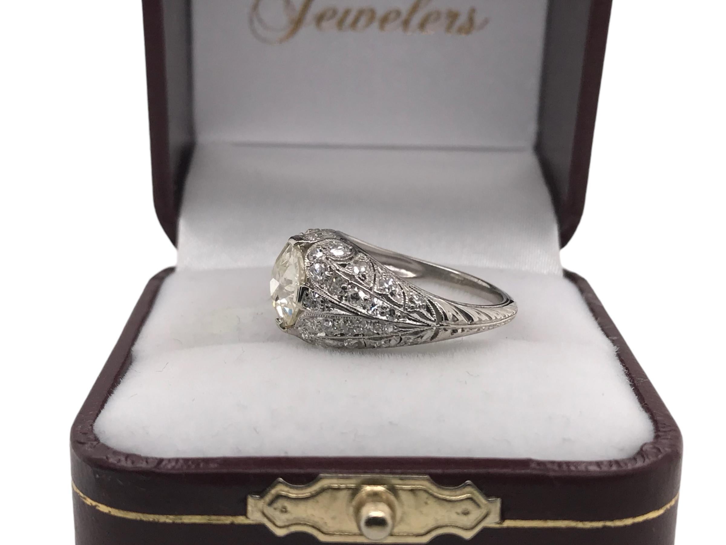 Edwardian Era 1.82 Carat Old European Cut Diamond Platinum Engagement Ring 8