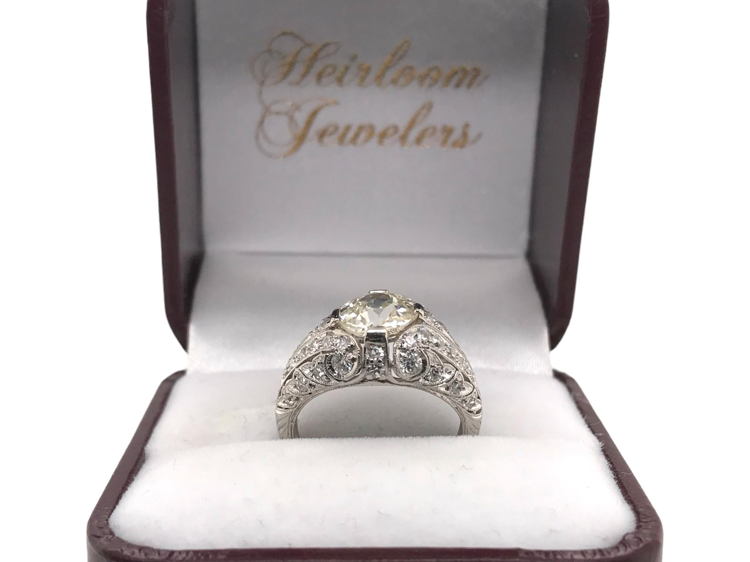 Edwardian Era 1.82 Carat Old European Cut Diamond Platinum Engagement Ring 9