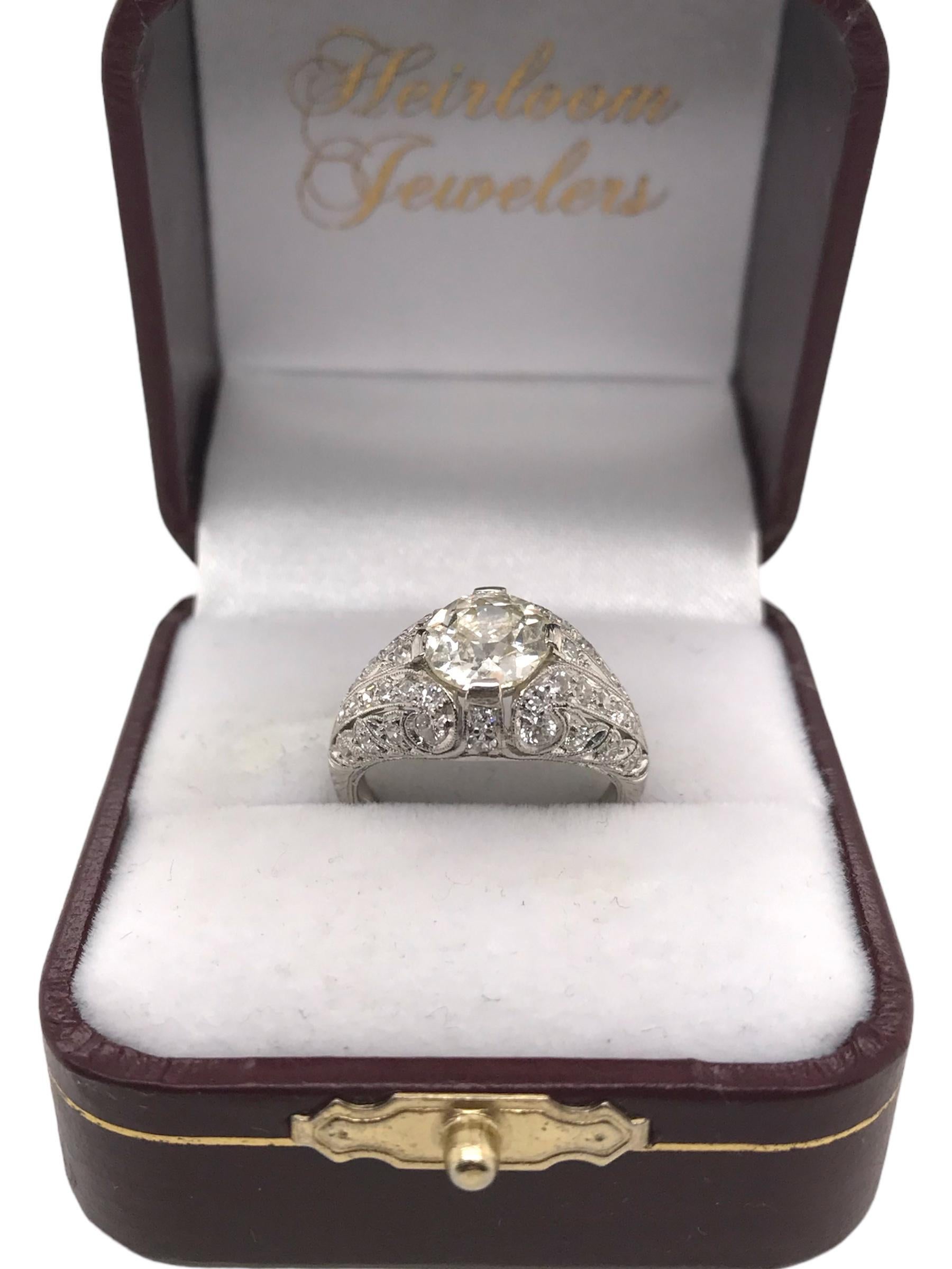 Edwardian Era 1.82 Carat Old European Cut Diamond Platinum Engagement Ring 10