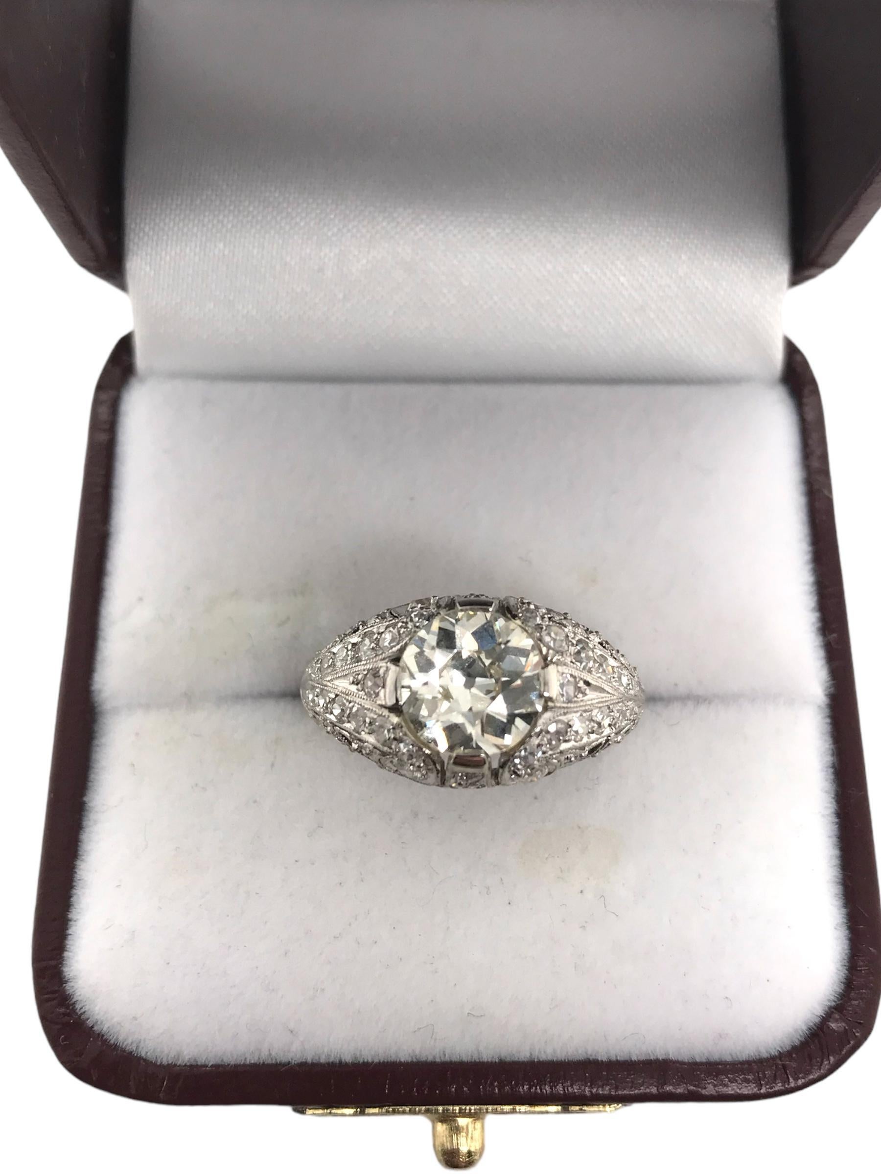 Edwardian Era 1.82 Carat Old European Cut Diamond Platinum Engagement Ring 11
