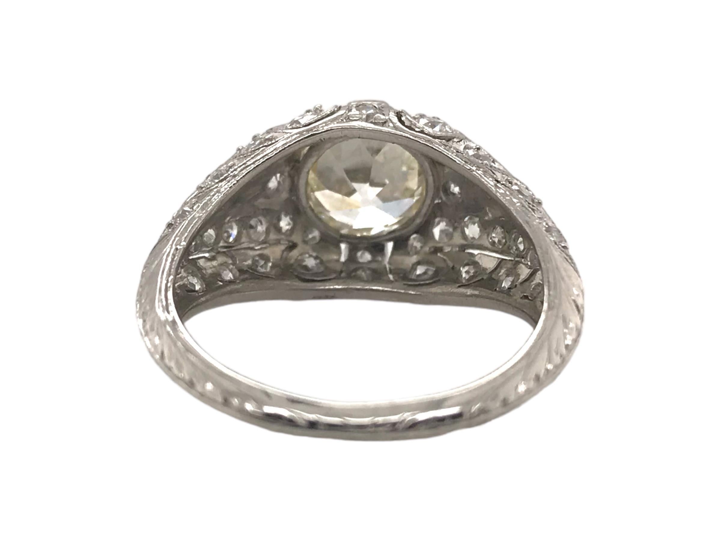 Edwardian Era 1.82 Carat Old European Cut Diamond Platinum Engagement Ring 4
