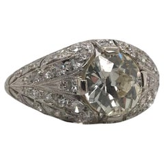 Antique Edwardian Era 1.82 Carat Old European Cut Diamond Platinum Engagement Ring