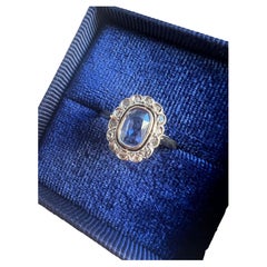 Edwardian Era 18k Gold Blue Sapphire and Diamond Ring