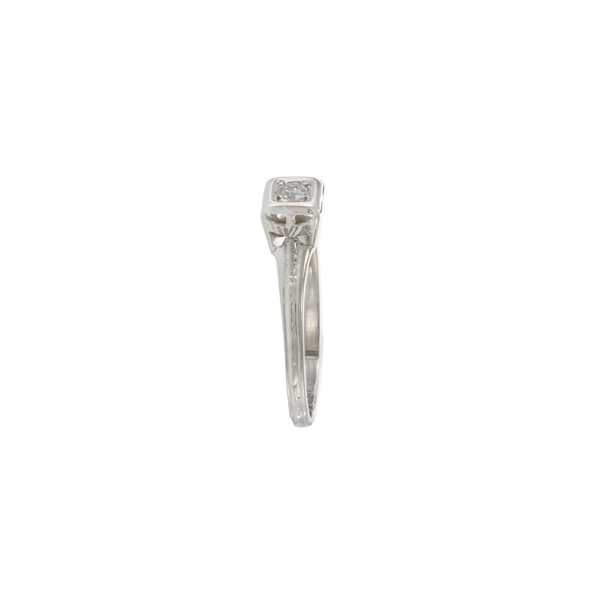Édouardien Bague d'époque édouardienne en or 18KT et platine avec diamant de taille européenne ancienne en vente
