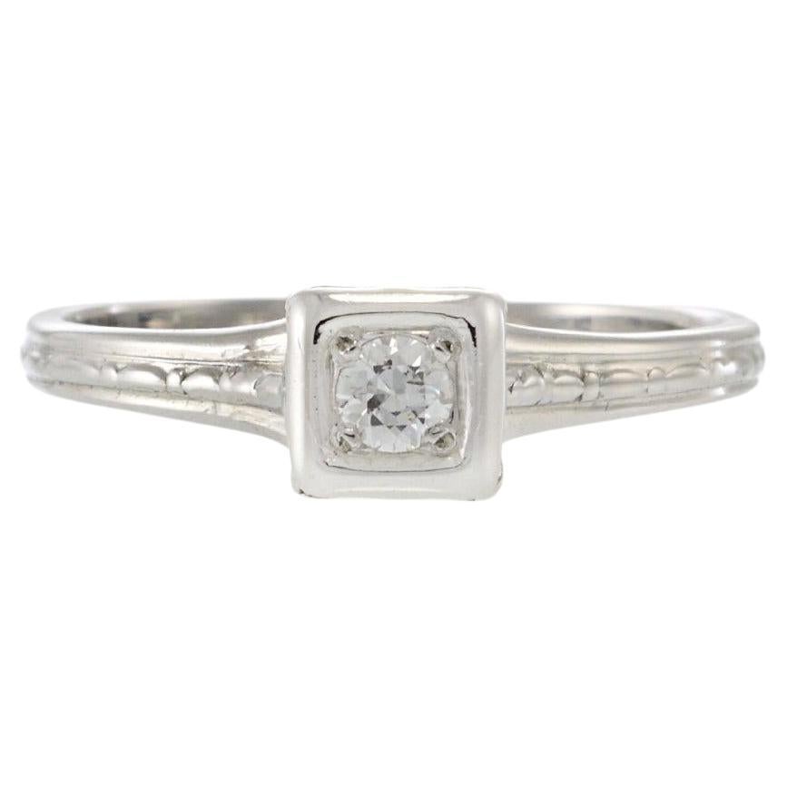 Bague d'époque édouardienne en or 18KT et platine avec diamant de taille européenne ancienne en vente