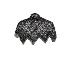 Edwardian Era - Circa 1910 Vintage Hand Crocheted Hand Beaded Tassel Shawl Scarf