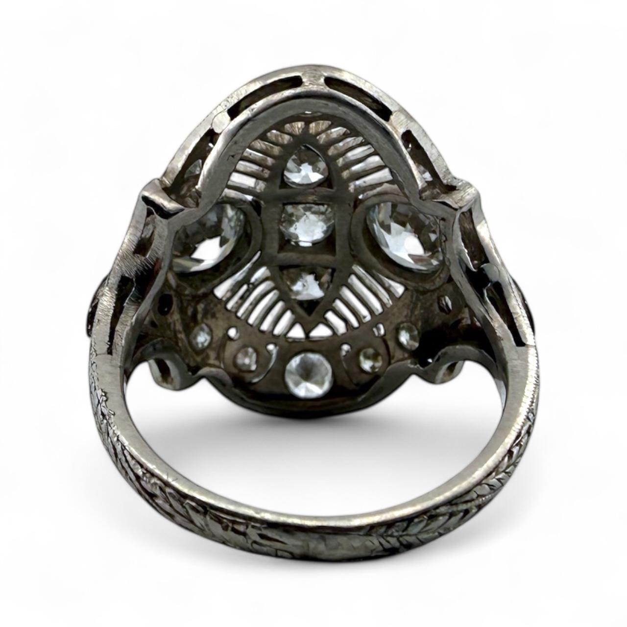 Anello da cocktail in platino con diamante vecchio taglio europeo di epoca edoardiana da 2 CTW in vendita 4