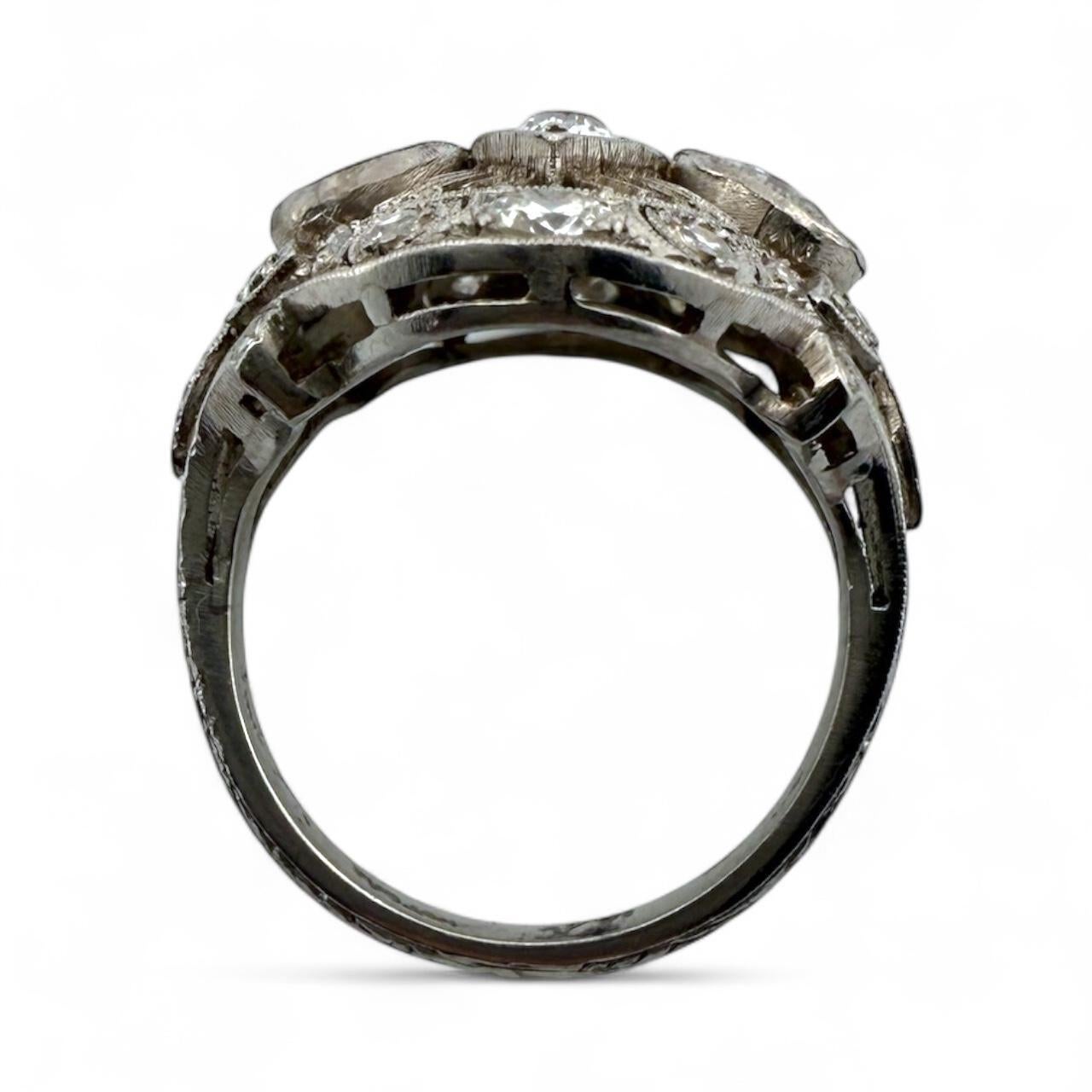 Anello da cocktail in platino con diamante vecchio taglio europeo di epoca edoardiana da 2 CTW in vendita 5