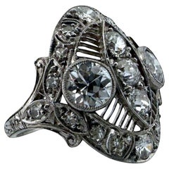 Edwardian Era 2 CTW Old European Cut Diamond Platinum Cocktail Ring