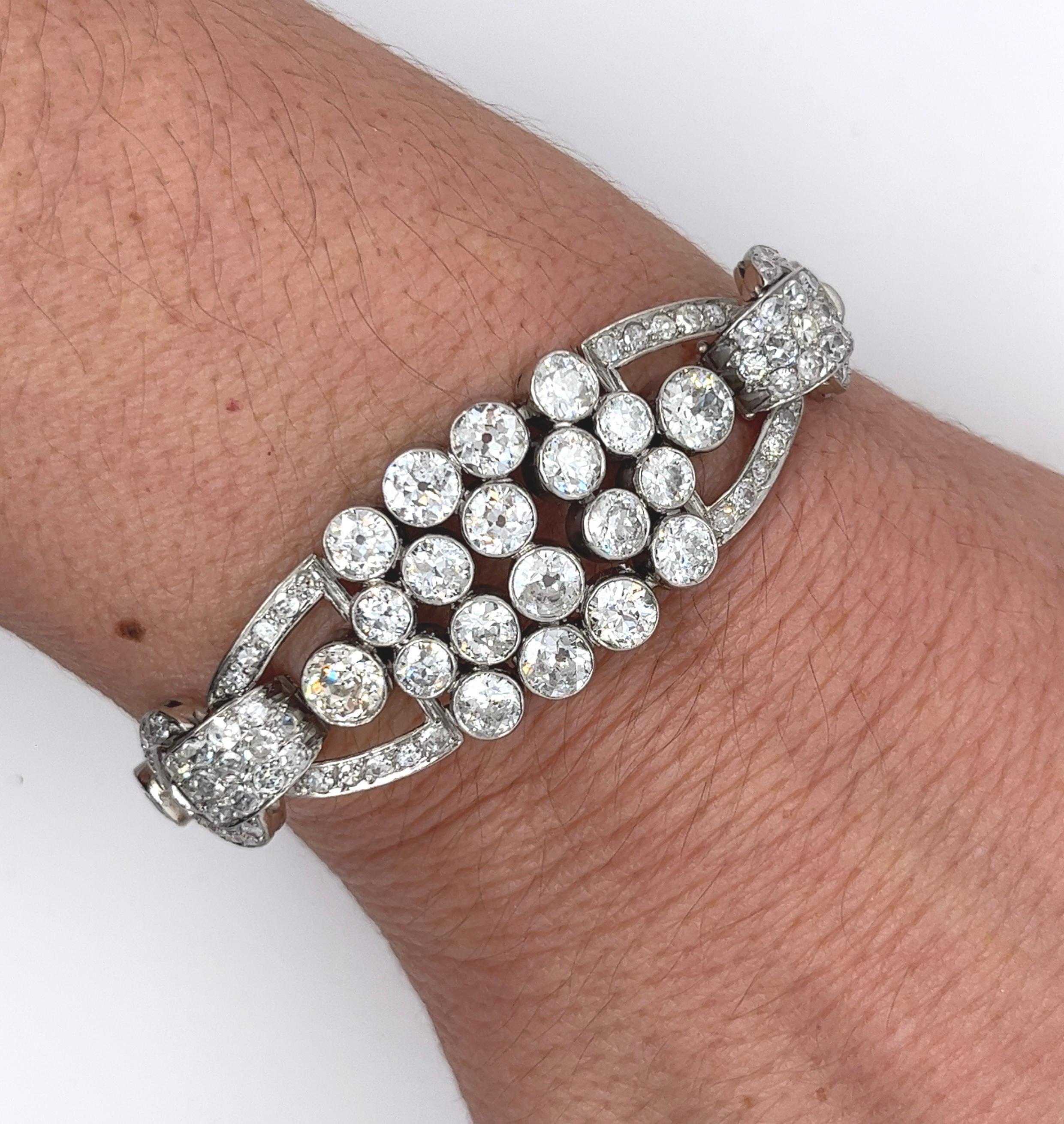 Armband aus Platin mit 20 Karat Diamanten im alten Euroschliff aus der edwardianischen Ära im Angebot 2
