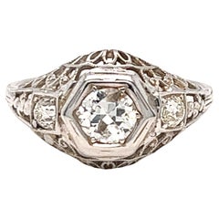 Edwardian Era Diamond Engagement Ring 14K White Gold