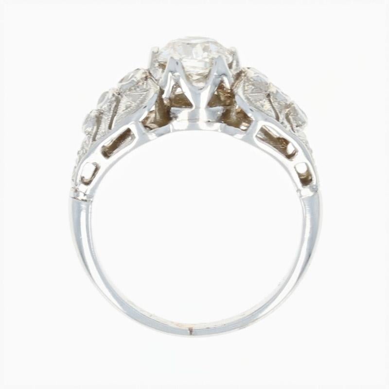 Edwardian Era Diamond Engagement Ring, Platinum Euro Cut 1.01 Carat 1