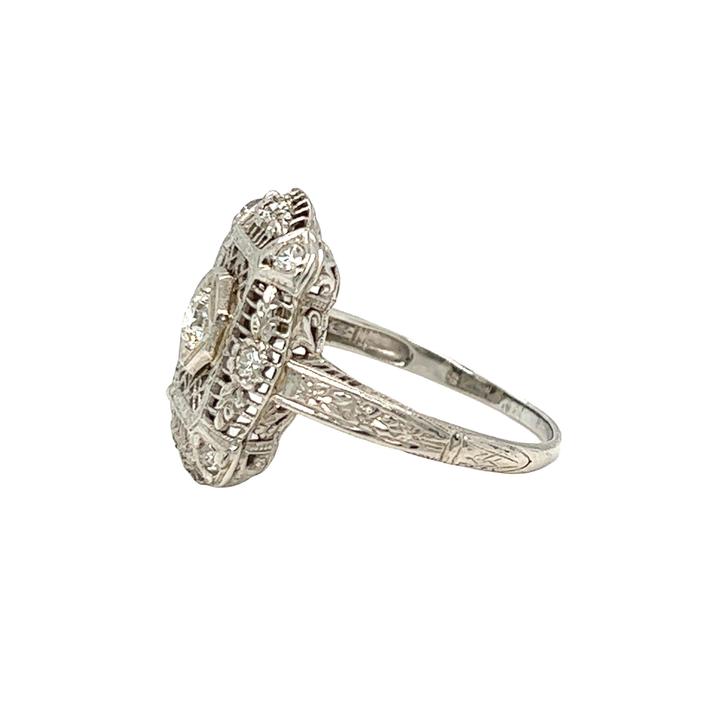Edwardian Era Diamond Ring 18K White Gold In Good Condition For Sale In beverly hills, CA
