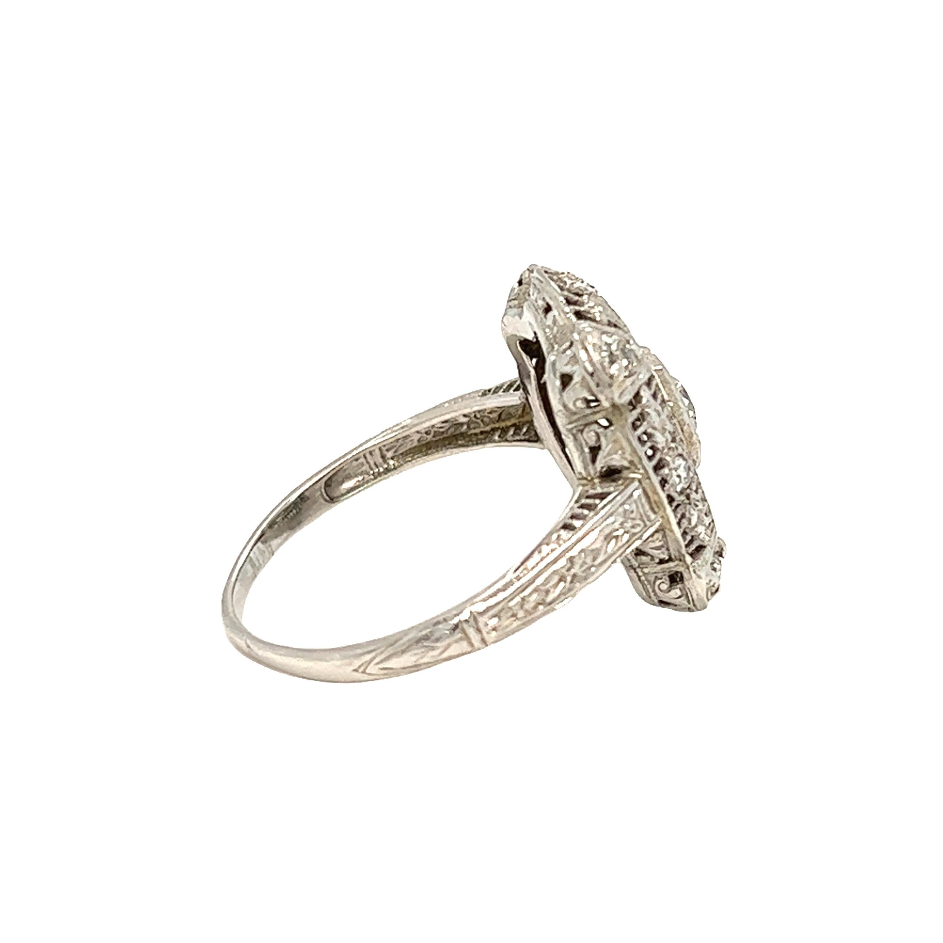 Edwardian Era Diamond Ring 18K White Gold For Sale 2