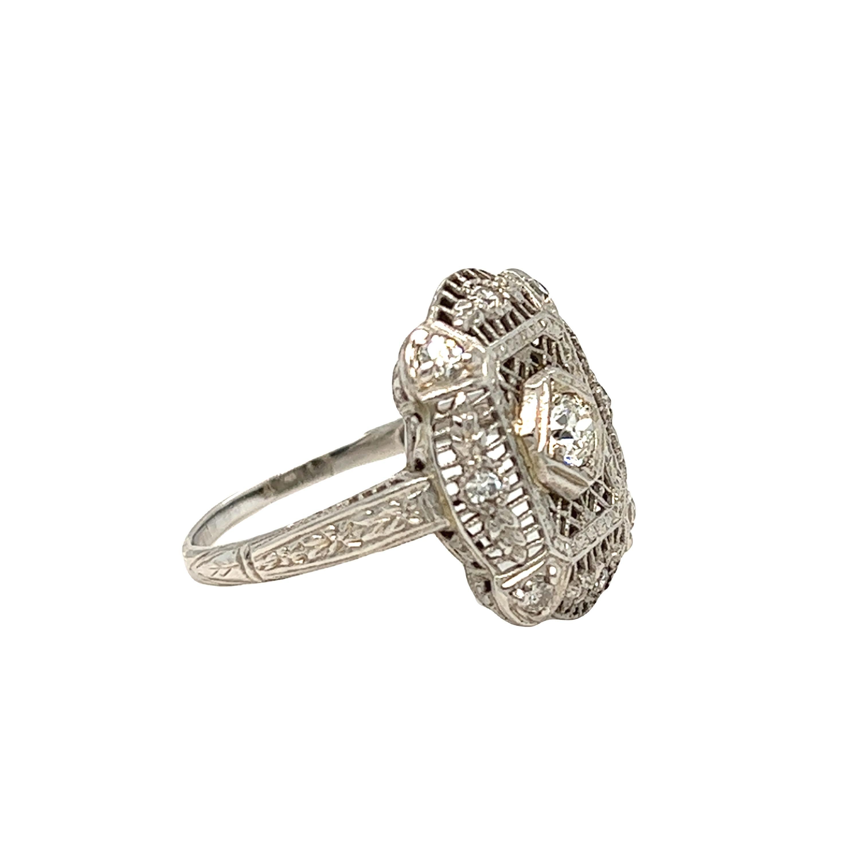 Edwardian Era Diamond Ring 18K White Gold For Sale 3