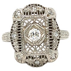 Antique Edwardian Era Diamond Ring 18K White Gold