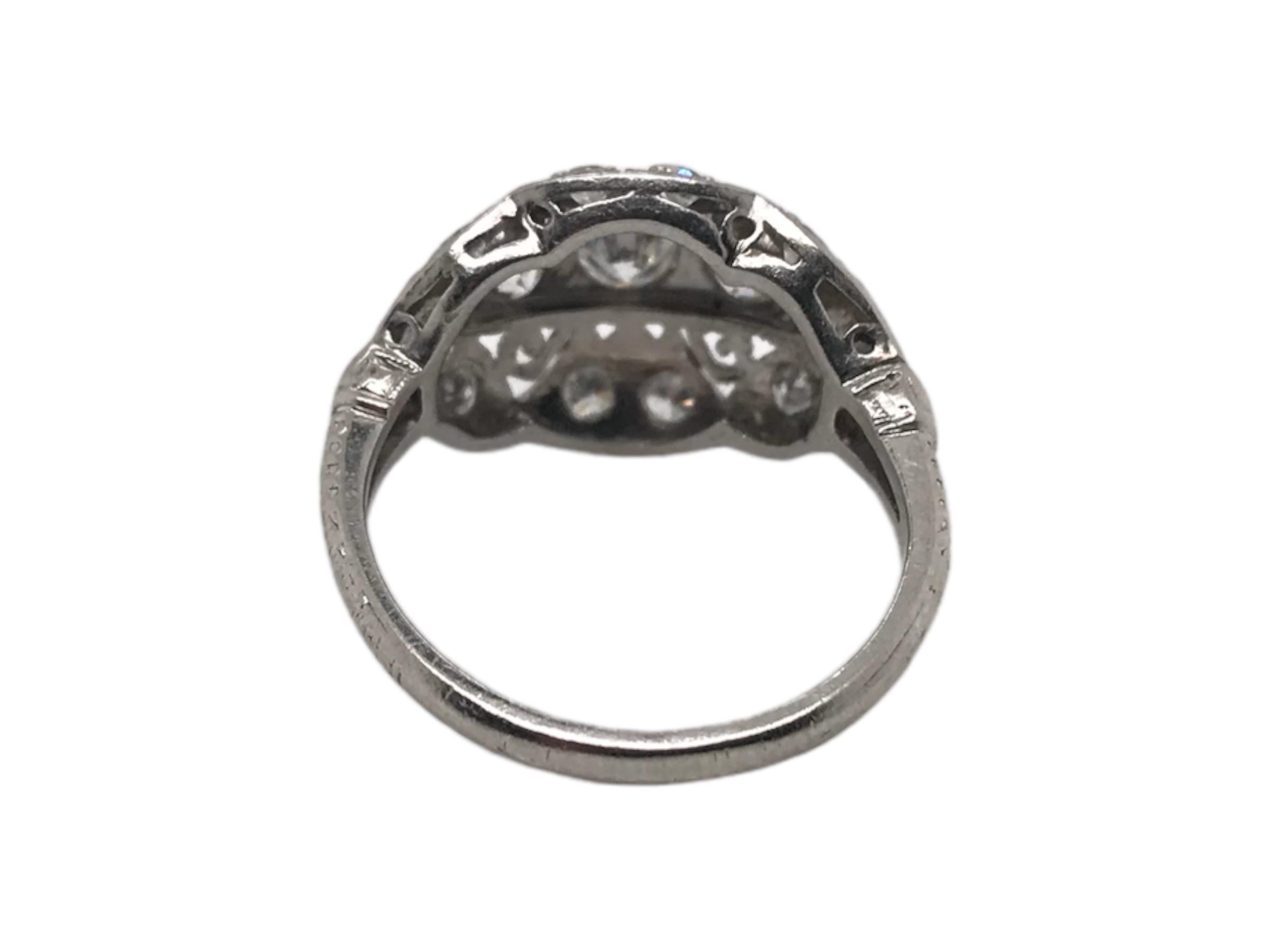 Women's Edwardian Era Platinum 1.0CTW Diamond Cocktail Ring For Sale