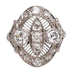 Edwardian Era Platinum 2.01 Carat Diamond Filigree Ring Foliate Engraving Edwardian Era Platinum 2.01 Carat Diamond Filigree Ring Foliate Engraving