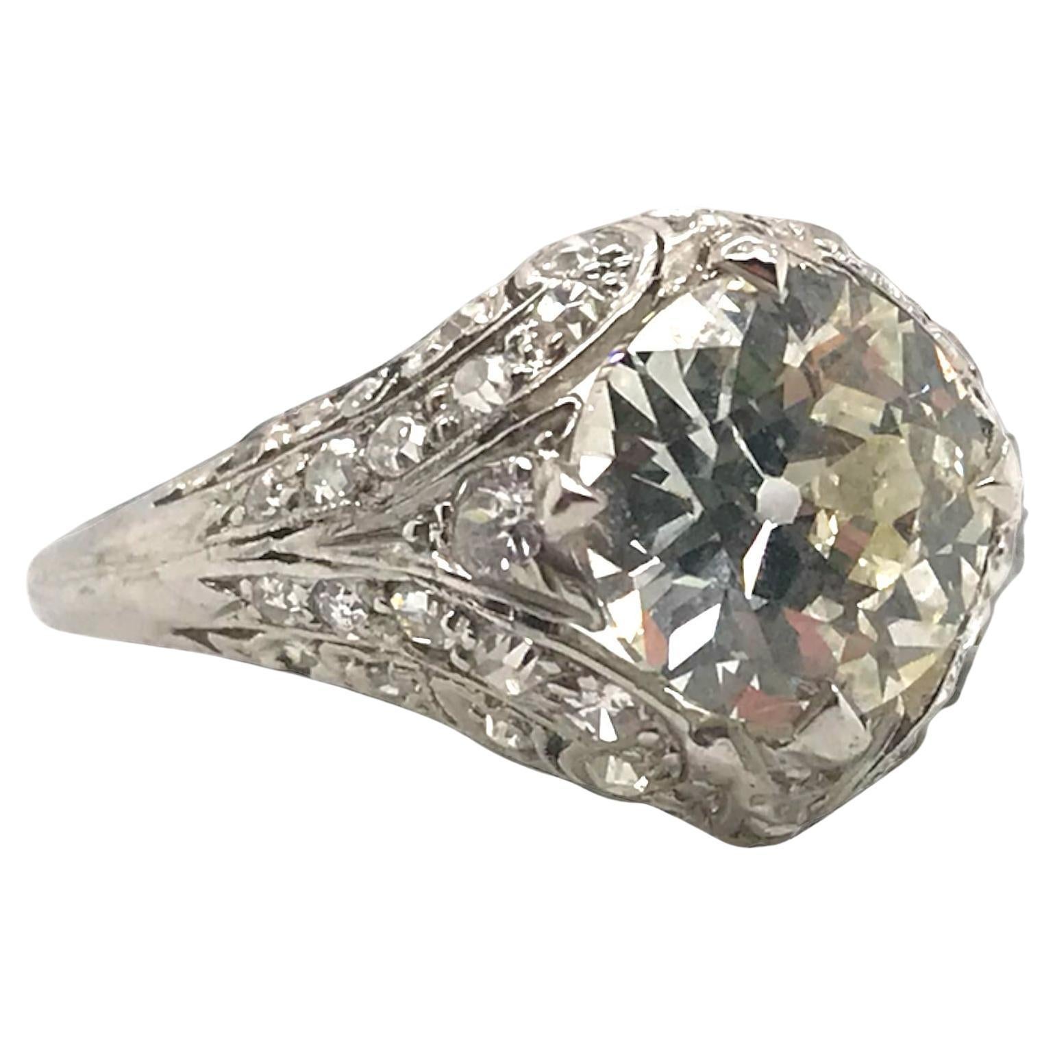 Edwardian Era Platinum 2.02 Carat Old European Cut Engagement Ring For Sale