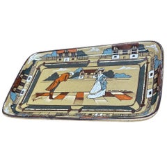 Plat à cartesYe Olden Days de la poterie de l'époque édouardienne par Buffalo Pottery Deldare Ware