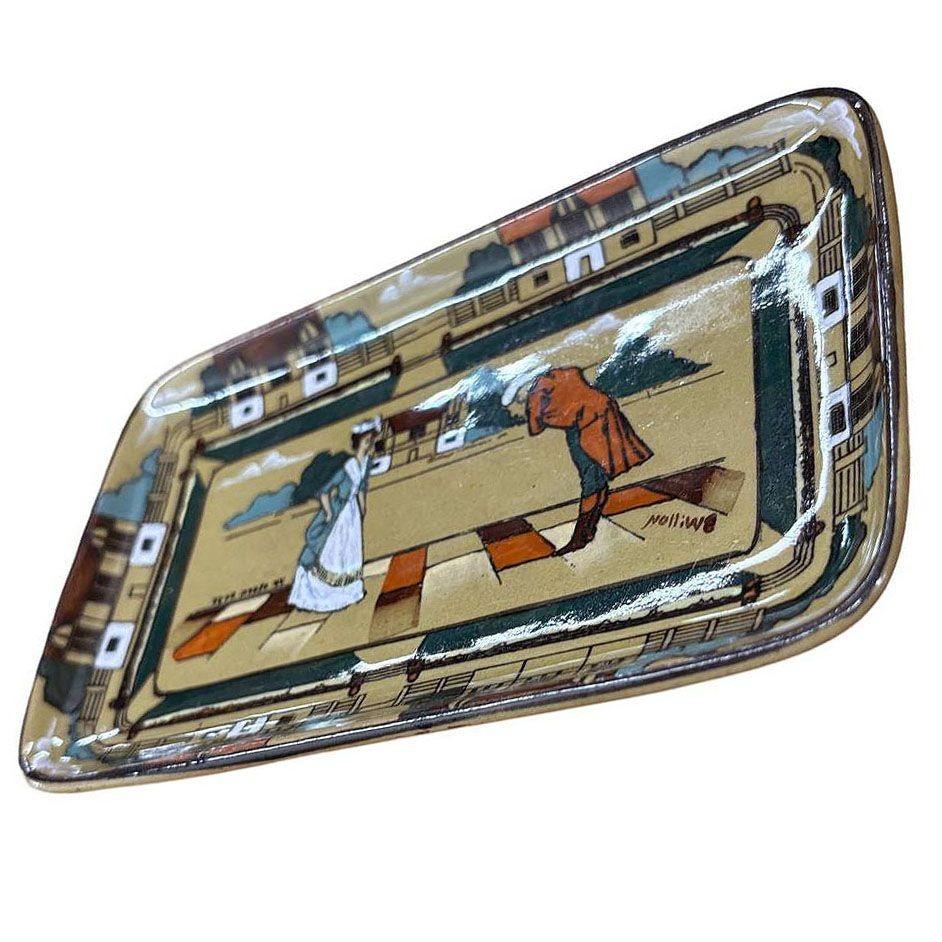Américain Plat à cartesYe Olden Days de la poterie de l'époque édouardienne par Buffalo Pottery Deldare Ware en vente