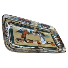 Plato para cartas "Ye Olden Days" de cerámica de la época eduardiana de Buffalo Pottery Deldare Ware