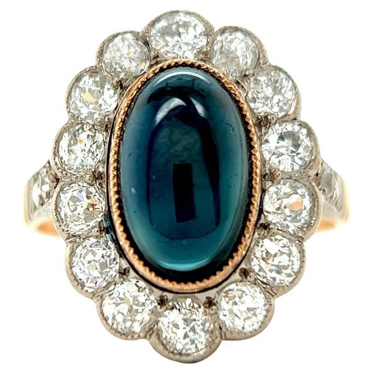Antique Russian Sapphire Diamond Platinum 14k Rose Gold Cluster Ring ...