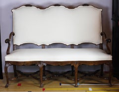 Edwardian Era Solid Walnut French Sofa Upholstered in Calico