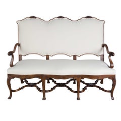 Edwardian Era Solid Walnut French Sofa Upholstered in Calico